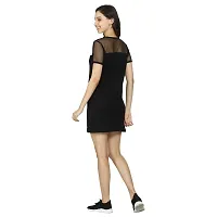 ROARERS Women Black NET Sleeves Cotton Tshirt Bodycon Trending Dress-thumb4