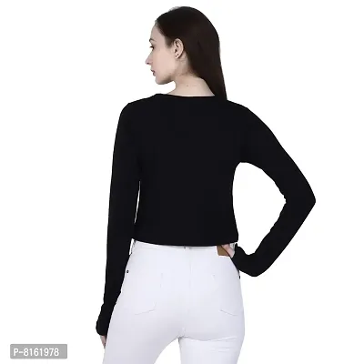 Women Thumbhole Round Neck Crop Top-thumb4