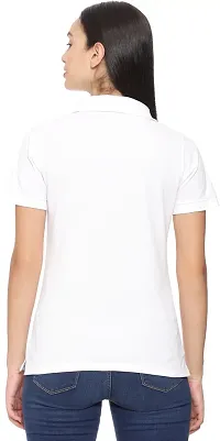 ROARERS Women Polo Neck White Pique Half Sleevess Cotton T-Shirt-thumb1