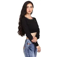 ROARERS Cotton Handwork Crop Top for Girls (XS) Black-thumb3