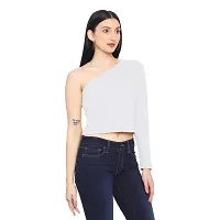 ROARERS Women ONE Shoulder Yellow Mustard Cotton Crop TOP-thumb2