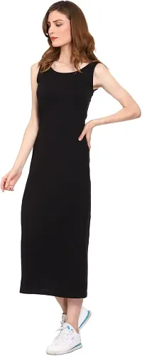 ROARERS Women Maxi Length Sleeveless Cotton Black Dress-thumb4