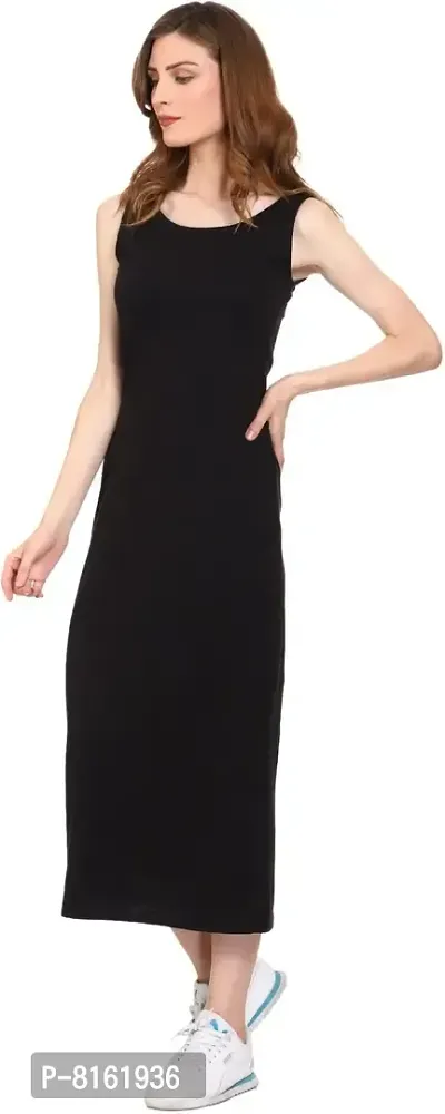 ROARERS Women Maxi Length Sleeveless Cotton Black Dress-thumb5