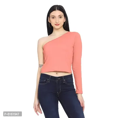 ROARERS Women ONE Shoulder Yellow Mustard Cotton Crop TOP-thumb1