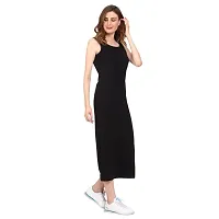 ROARERS WOMEN BLACK COTTON SLEEVELESS MAXI PARTY DRESS-thumb2