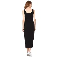 ROARERS WOMEN BLACK COTTON SLEEVELESS MAXI PARTY DRESS-thumb3