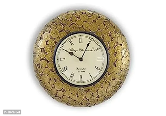 Designer Golden Wood Analog Wall Clock