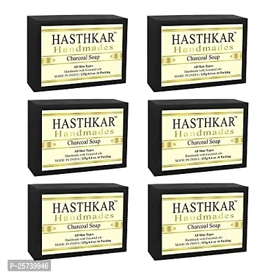 Hasthkar Handmades Glycerine Charcoal Soap 125gm pack of 6