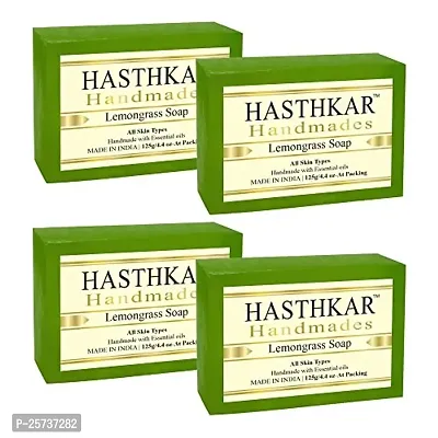 Hasthkar Handmades Glycerine Lemon grass Soap 125gm pack of 4-thumb0