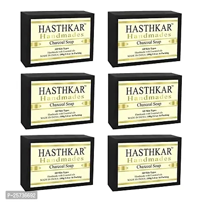 Hasthkar Handmades Glycerine Charcoal Soap 100gm pack of 6