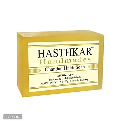 Hasthkar Handmades Glycerine Chandan haldi Soap 125gm pack of 5-thumb2