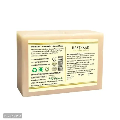 Hasthkar Handmades Glycerine Natural Almond Soap Bathing Bar, For Skin Moisturisation, Ideal For All Skin Types 125gm Men  Women Pack of 4-thumb2