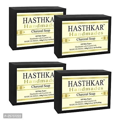 Hasthkar Handmades Glycerine Charcoal Soap 100gm pack of 4-thumb0