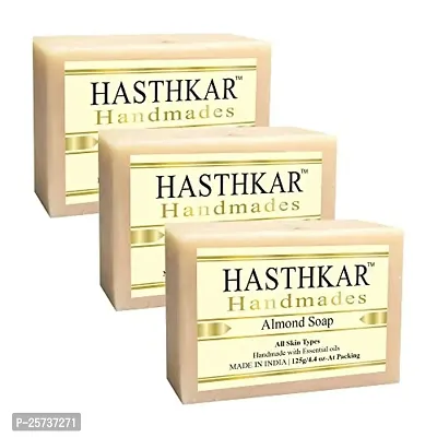 Hasthkar Handmades Glycerine Almond Soap 125gm PACK OF 3-thumb0