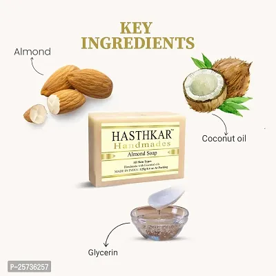 Hasthkar Handmades Glycerine Natural Almond Soap Bathing Bar, For Skin Moisturisation, Ideal For All Skin Types 125gm Men  Women Pack of 4-thumb3