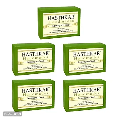 Hasthkar Handmades Glycerine Lemon grass Soap 125gm pack of 5