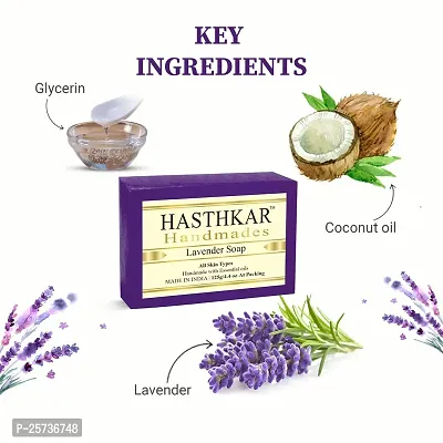 Hasthkar Handmades Glycerine Natural Lavender Soap Bathing Bar, For Skin Moisturisation, Ideal For All Skin Types 125gm Men  Women Pack of 4-thumb3