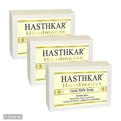 byPureNaturals Hasthkar Handmades Glycerine Goat milk Soap 125gm for Men  Women Pack of 3