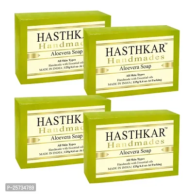 byPureNaturals Hasthkar Handmades Glycerine Aloevera Soap 125gm for Men  Women Pack of 4-thumb0