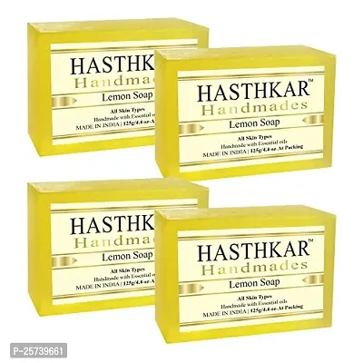 Hasthkar Handmades Glycerine Lemon Soap 125gm pack of 4