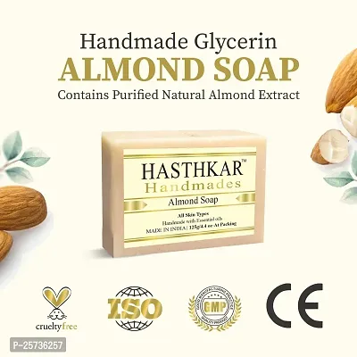 Hasthkar Handmades Glycerine Natural Almond Soap Bathing Bar, For Skin Moisturisation, Ideal For All Skin Types 125gm Men  Women Pack of 4-thumb5