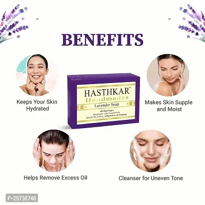 Hasthkar Handmades Glycerine Natural Lavender Soap Bathing Bar, For Skin Moisturisation, Ideal For All Skin Types 125gm Men  Women Pack of 4-thumb4