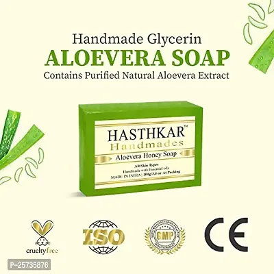 byPureNaturals Hasthkar Handmades Aloevera Honey Soap and Kesar Haldi Handmade Natural Soap (2x2 Gift Combo)-thumb3