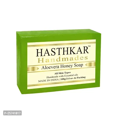 byPureNaturals Hasthkar Handmades Handmade Herbal Natural Neem Tulsi Leaf Soap and Aloevera Honey Soap (2x2 Gift Combo)-thumb2