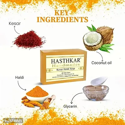 byPureNaturals Hasthkar Handmades India Herbal Natural Handmade Kesar Haldi Soap and Charcoal Soap (2x2 Gift Combo)-thumb4