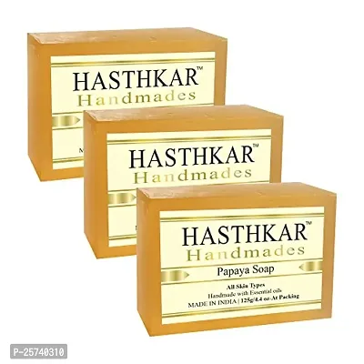 byPureNaturals Hasthkar Handmades Glycerine Papaya Soap 125gm for Men  Women Pack of 3