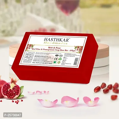 Hasthkar Handmades Soap Base Bar For Soap Making Red Wine With Pomegranate Extract Melt  Pour Clear Transparent 100% Glycerine Soap base SLS  SLES Paraben Free 450Grams-thumb3