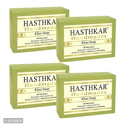 byPureNaturals Hasthkar Handmades Glycerine Khus Soap 125gm for Men  Women Pack of 4-thumb0