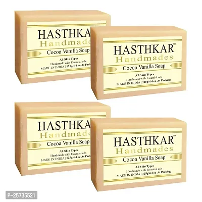 Hasthkar Handmades Glycerine Natural Cocoa Vanila Soap Bathing Bar, For Skin Moisturisation, Ideal For All Skin Types 125gm Men  Women Pack of 4