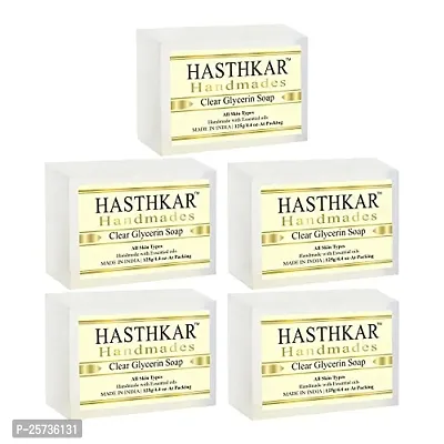 Hasthkar Handmades Glycerine Clear glycerin Soap 125gm pack of 5