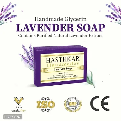 Hasthkar Handmades Glycerine Natural Lavender Soap Bathing Bar, For Skin Moisturisation, Ideal For All Skin Types 125gm Men  Women Pack of 4-thumb5