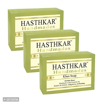 byPureNaturals Hasthkar Handmades Glycerine Khus Soap 125gm for Men  Women Pack of 3