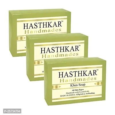 byPureNaturals Hasthkar Handmades Glycerine Khus Soap 125gm for Men  Women Pack of 3-thumb0