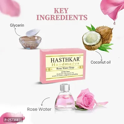 byPureNaturals Hasthkar Handmades Handmade Natural Herbal Rose Water Soap 125gm (Pack of 4)-thumb4