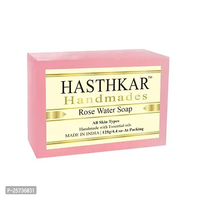 byPureNaturals Hasthkar Handmades Handmade Natural Herbal Rose Water Soap 125gm (Pack of 4)-thumb2