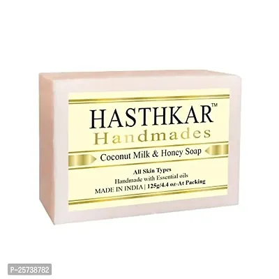 Hasthkar Handmades Glycerine Coconut milk  honey Soap 125gm pack of 5-thumb2