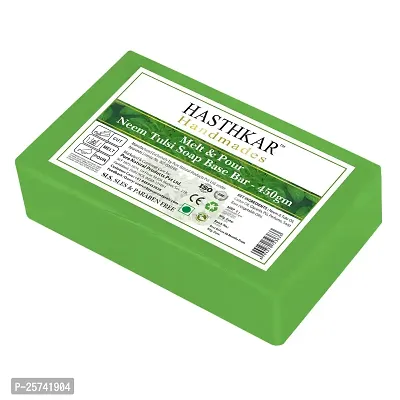 Hasthkar Handmades Soap Base Bar For Soap Making Neem Tulsi Melt  Pour Clear Transparent 100% Glycerine Soap base | SLS  SLES Paraben Free | 450Gm (Pack of 2)-thumb2