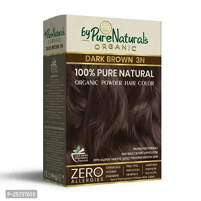 byPureNaturals Natural Organic Powder Hair Color for Men  Women | Pure Natural Hair Colour | Chemical Free  Ammonia Free Hair Colour - 120 Gram (Dark Brown)-thumb0