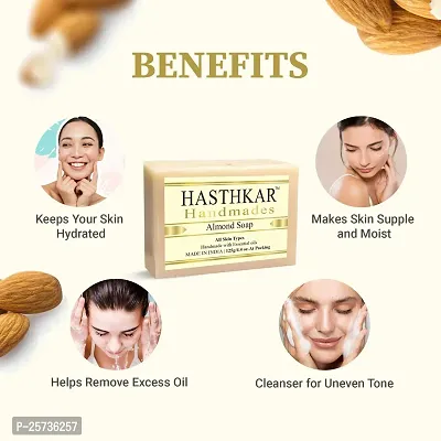 Hasthkar Handmades Glycerine Natural Almond Soap Bathing Bar, For Skin Moisturisation, Ideal For All Skin Types 125gm Men  Women Pack of 4-thumb4