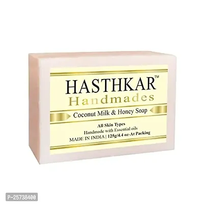 Hasthkar Handmades Glycerine Coconut milk  honey Soap 125gm pack of 6-thumb2