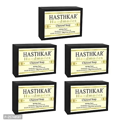 Hasthkar Handmades Glycerine Charcoal Soap 100gm pack of 5-thumb0