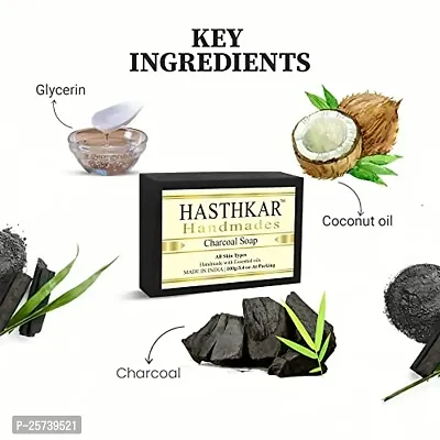 byPureNaturals Hasthkar Handmades India Herbal Natural Handmade Kesar Haldi Soap and Charcoal Soap (2x2 Gift Combo)-thumb2