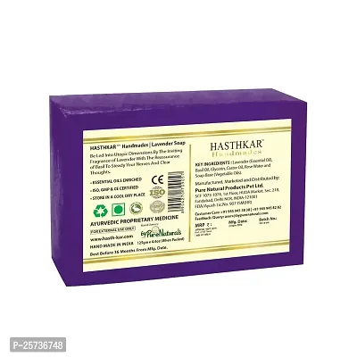 Hasthkar Handmades Glycerine Natural Lavender Soap Bathing Bar, For Skin Moisturisation, Ideal For All Skin Types 125gm Men  Women Pack of 4-thumb2