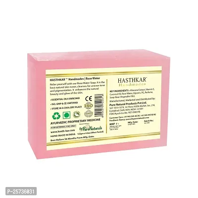 byPureNaturals Hasthkar Handmades Handmade Natural Herbal Rose Water Soap 125gm (Pack of 4)-thumb3