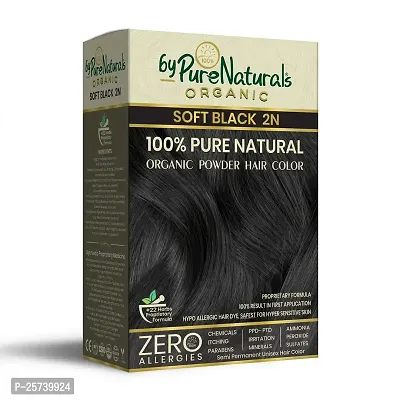 byPureNaturals 100% Organic Powder Soft Black Hair Color for Men  Women 120 Gram | Pure Natural Hair Color | Chemical Free  Ammonia Free Hair Color