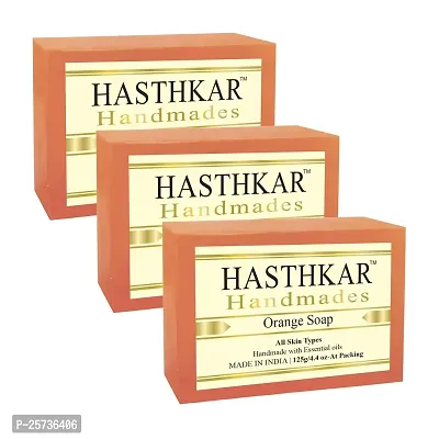 byPureNaturals Hasthkar Handmades Glycerine Orange Soap 125gm for Men  Women Pack of 3